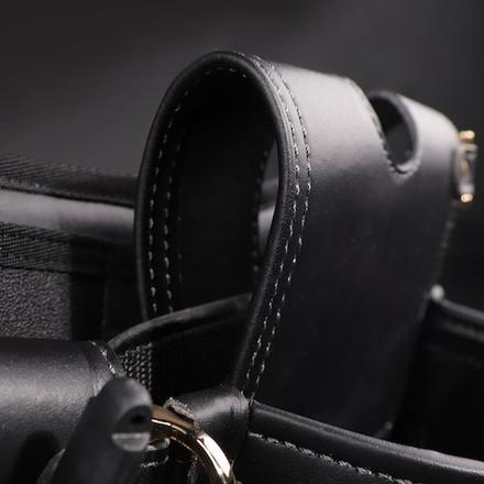 フジ矢 腰袋2段黒金LIGHT PU LEATHER SERIES 手作業工具 バックパック