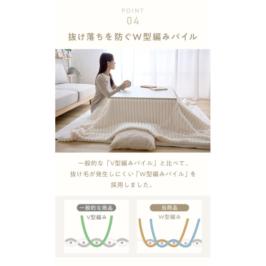 リコメン堂 mocone もこもこストライプこたつ布団 長方形 185×235cm