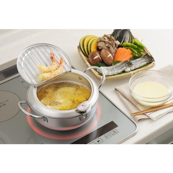 ヨシカワ 日本製 フタ付天ぷら鍋 温度計付 24cm 油切り SJ1025 味楽亭2