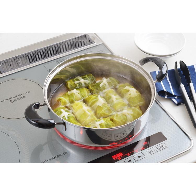 ヨシカワ 日本製 クック・ルック2 浅型両手鍋24cm 3.5L SJ2186