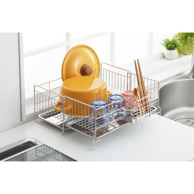 ヨシカワ 日本製 水切りかご 広げて使える水切り オールステンレス