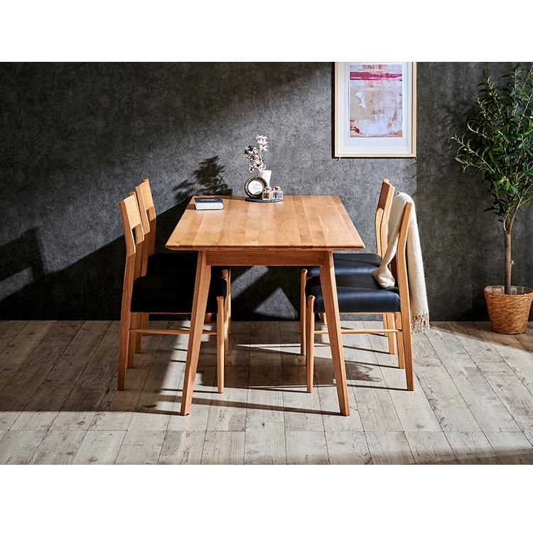 ダイニングテーブル 単品 幅150 オーク無垢材 ブラック ナチュラル 4人