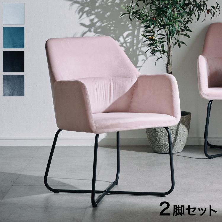 ダイニングチェア 2脚セット 2個組 アイアン ベロア調 ベルベット生地 チェア 椅子 いす デザインチェア おしゃれ モダン 北欧 シンプル 背もたれ 代引不可