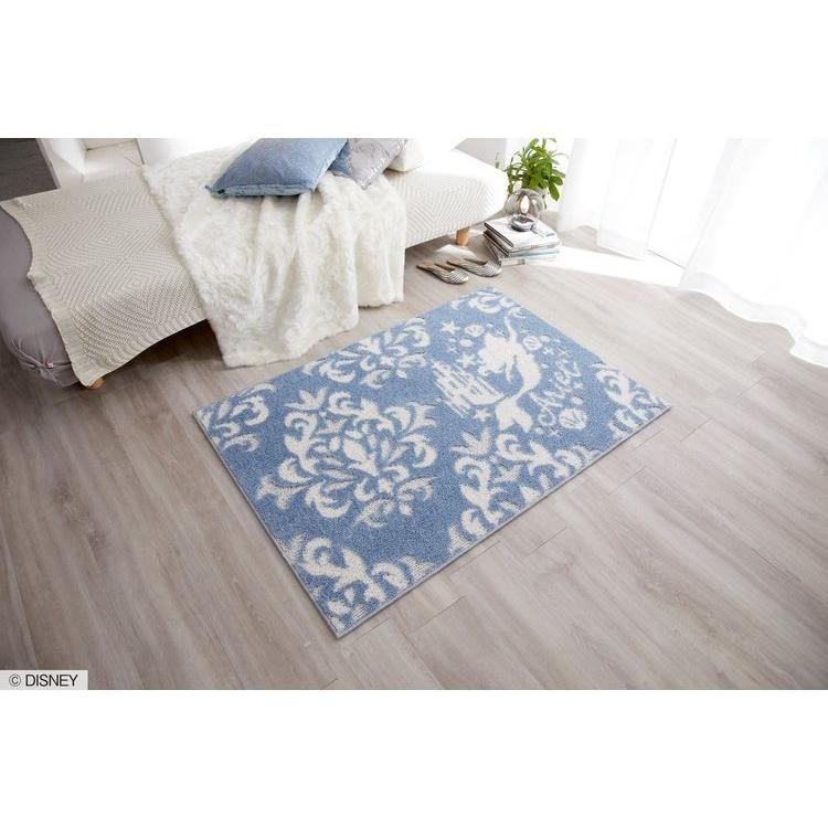 ディズニー ラグ 130×185cm アリエル ダマスク柄 DISNEY 防ダニ 床暖房