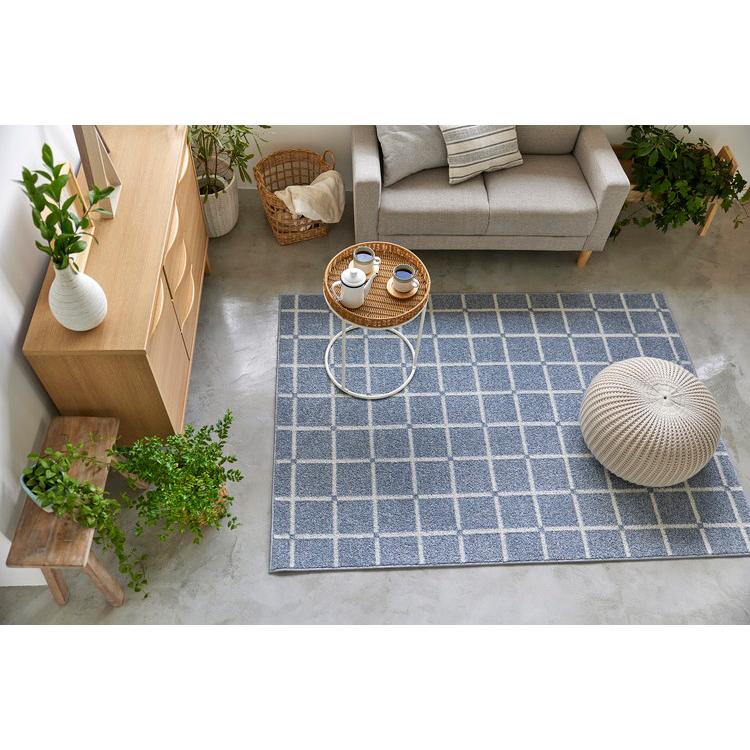 日本製 ラグ 130×185cm 滑り止め オセロ チェック柄 カラーライン