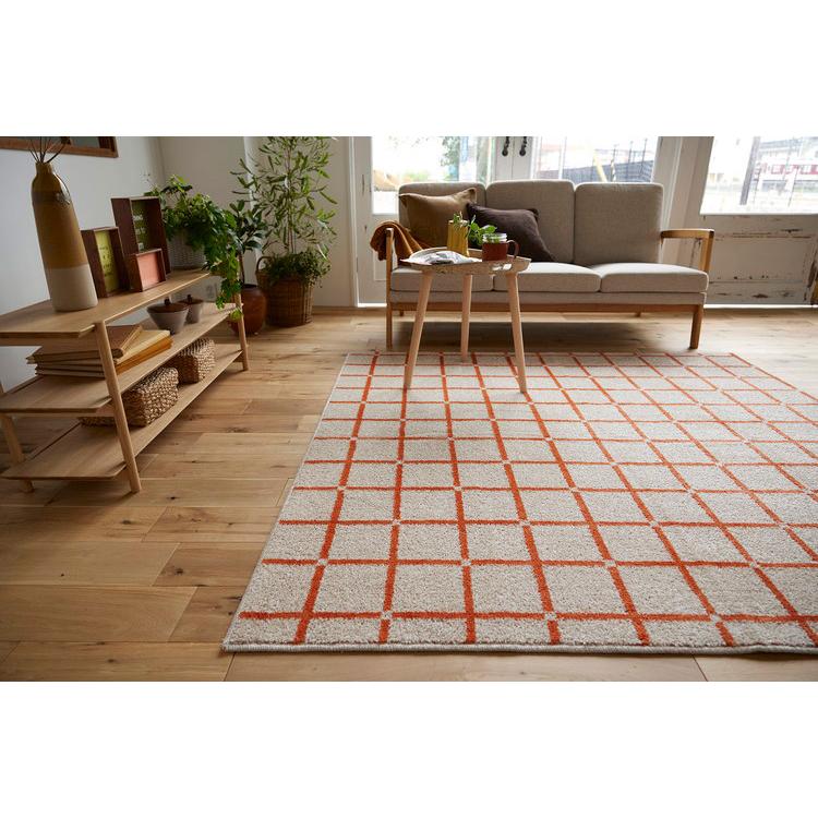 日本製 ラグ 185×185cm 滑り止め オセロ チェック柄 カラー