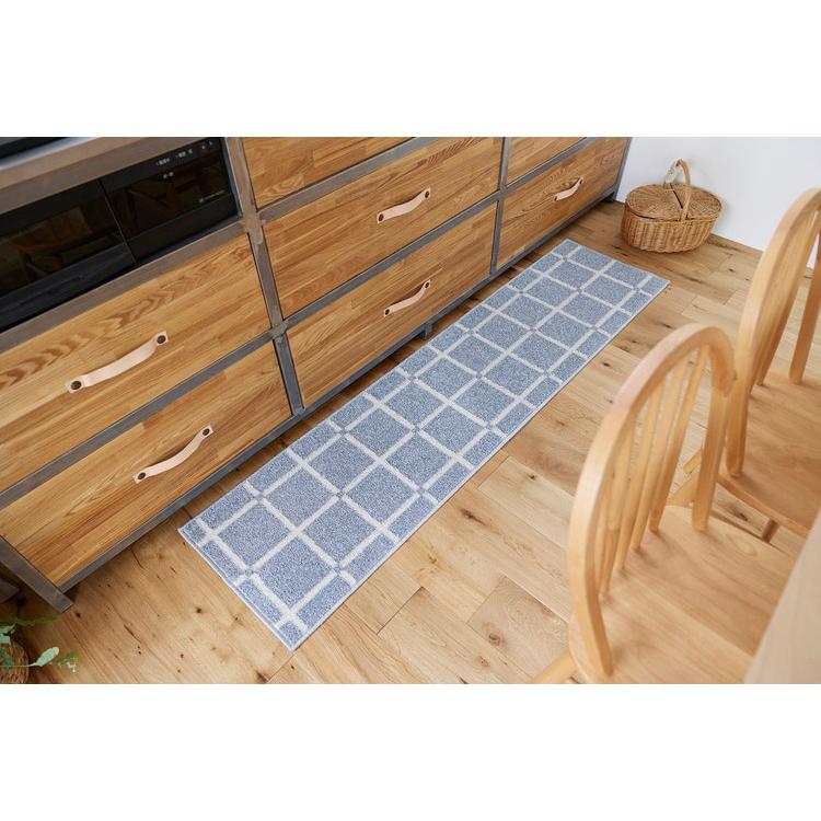 日本製 ラグ 45×180cm キッチンマット 滑り止め オセロ チェック柄
