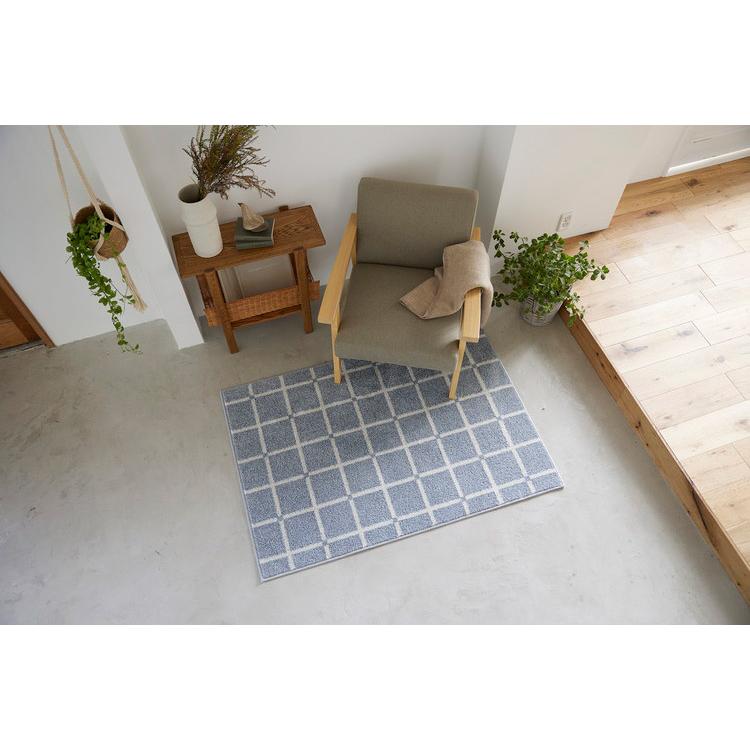 日本製 ラグ 90×130cm 滑り止め オセロ チェック柄 カラーライン