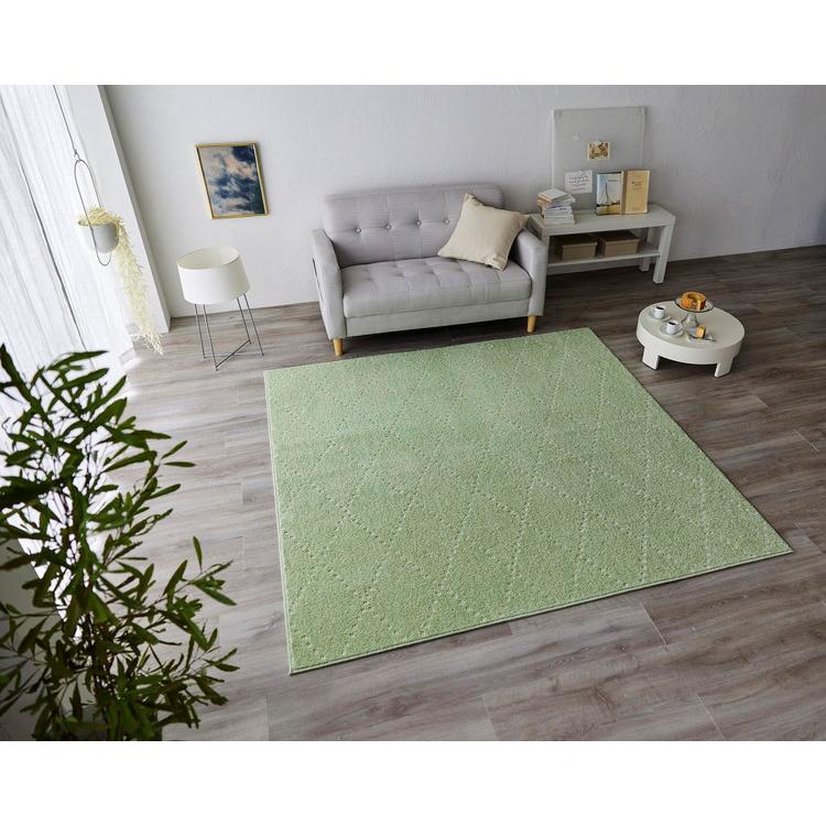 新品☆185×185cm♪日本製♪おしゃれなタフトラグ♪キリムデザイン〇B390 日本製 ラグ 185×185cm 滑り止め ポント モロッカン模様 アクセント