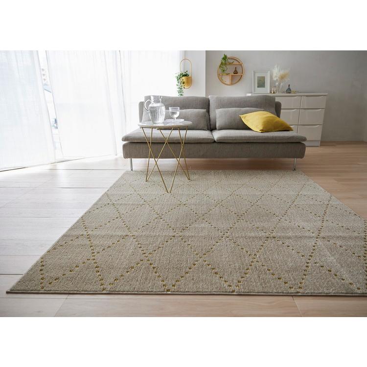 新品☆185×185cm♪日本製♪おしゃれなタフトラグ♪キリムデザイン〇B390 日本製 ラグ 185×185cm 滑り止め ポント モロッカン模様 アクセント