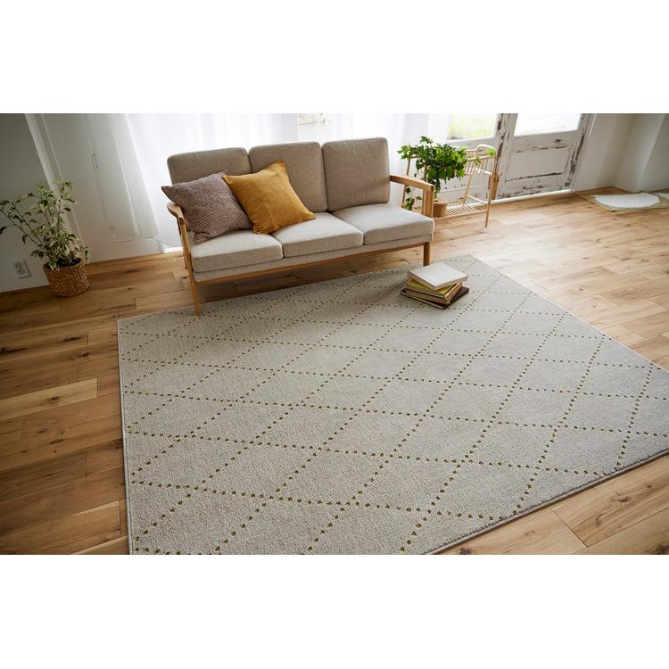 日本製 ラグ 185×240cm 滑り止め ポント モロッカン模様 アクセント
