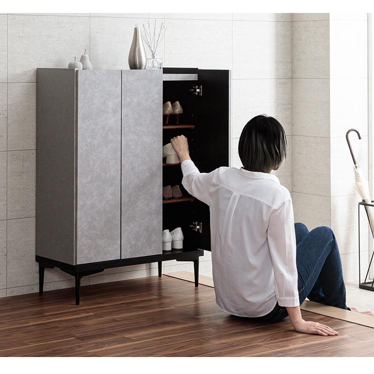 【日本製】　シューズラック　75cm幅　ブラック　美品 下駄箱 靴箱 国産 日本製 大川家具 幅75cm ロータイプ シューズ