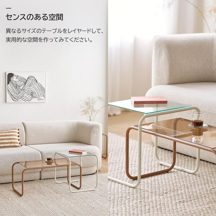 roomnhome ガラス サイドテーブル 幅50 テーブル スチール ミッド