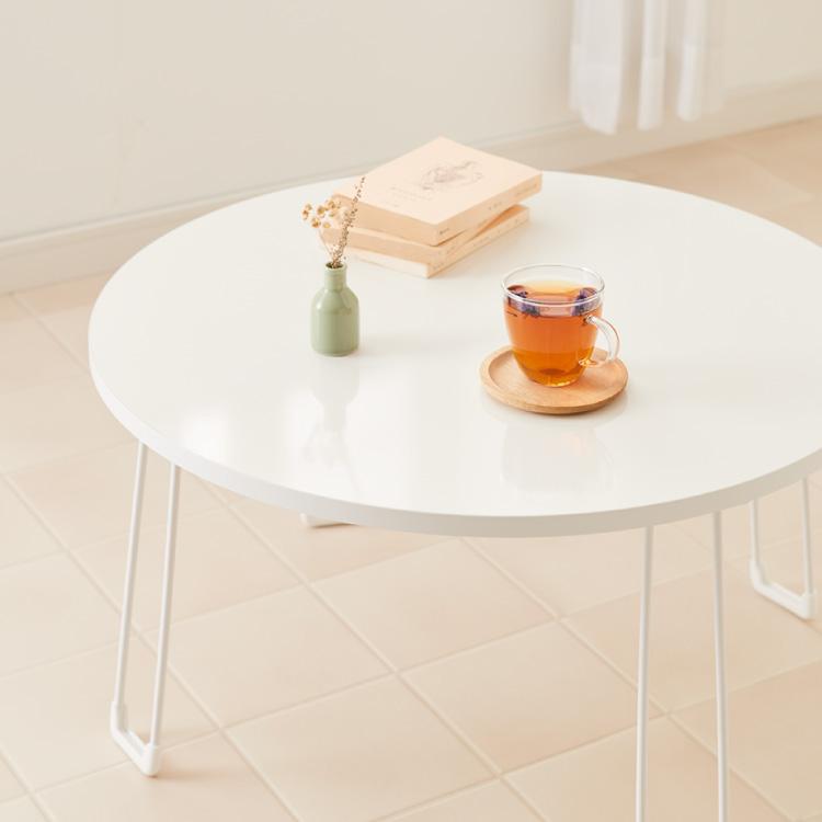 【韓国雑貨】シンプルだからいい　折り畳み式テーブル　80cm丸形 ローテーブル roomnhome×リコメン堂 丸 白 80cm 折り畳み おしゃれ 韓国インテリア