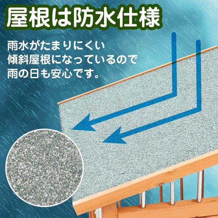 犬小屋 木製 片側開閉式屋根 小型犬 中型犬 防水仕様 アジャスター付き