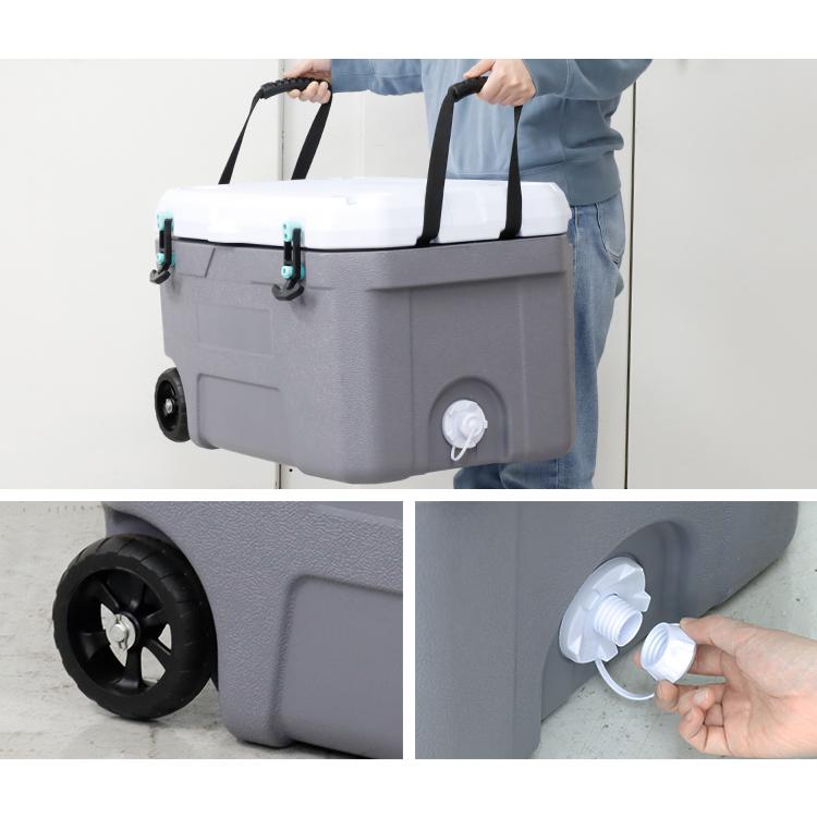 クーラーボックス 50L ハンドキャリー付き 排水口 キャンプ アウトドア