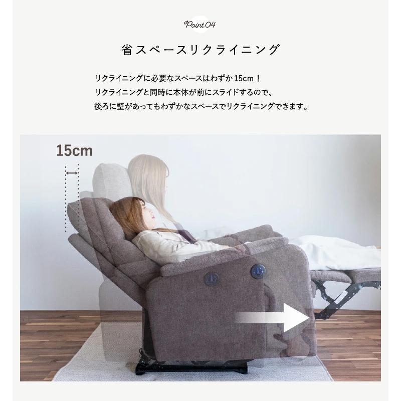 リクライニングソファ 1P 電動リクライニング ファブリック 電動ソファ
