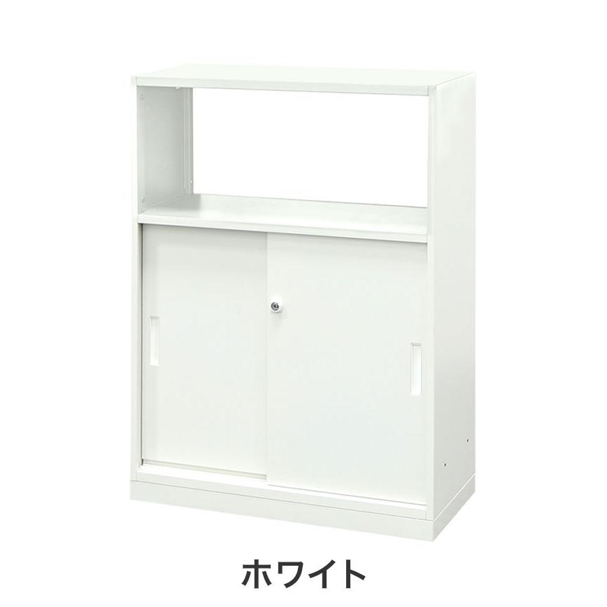 キャビネット 引戸 鍵付き スチールキャビネット スチール書庫 引戸書庫 カウンター収納 本棚 収納庫 シェルフ 棚 会社 おしゃれ A4 幅80cm 奥行35cm 代引不可の画像