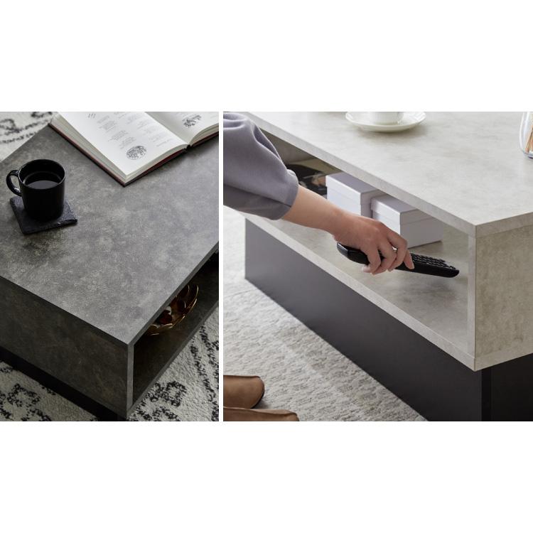 センターテーブル ストーン調 ボックス型センターテーブル 90×45