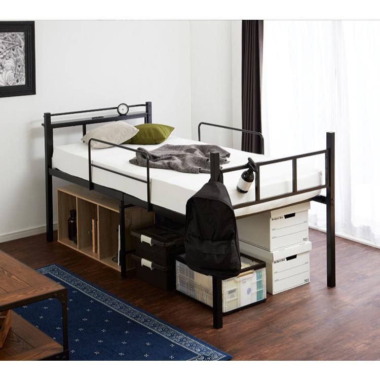 ミドルベッド シングル 宮付き コンセント付き 通気性抜群 収納力