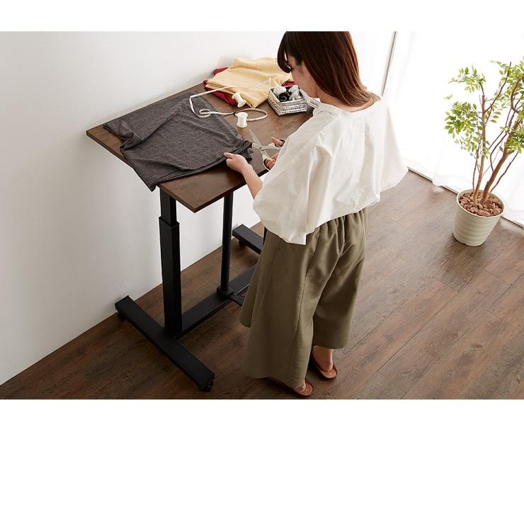 昇降式テーブル 90cm幅 ガス圧昇降式デスク 可動式 高さ調節 無段階