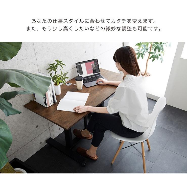 昇降式テーブル 90cm幅 ガス圧昇降式デスク 可動式 高さ調節 無段階