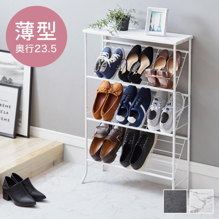 棚付き シューズラック 6足収納 幅60cm おしゃれな大理石柄 玄関 棚付き シューズラック 6足収納 幅60cm おしゃれな大理石柄 玄関