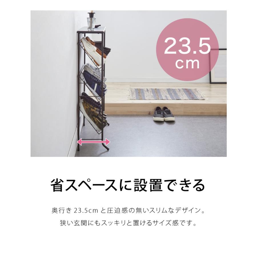 棚付き シューズラック 6足収納 幅60cm おしゃれな大理石柄 玄関収納