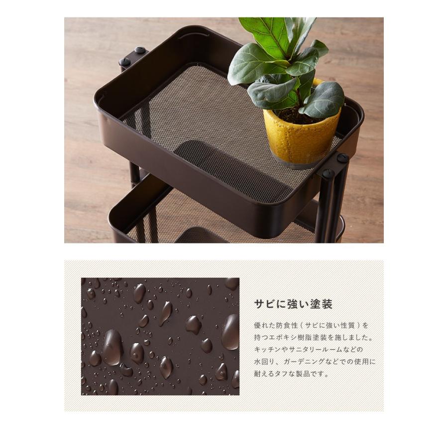 ヴィンテージ調 キッチンワゴン 2段 天板付き キャスター付き 北欧