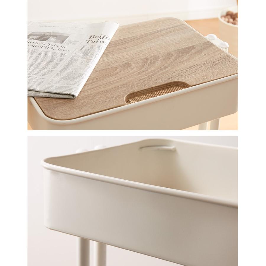 ヴィンテージ調 キッチンワゴン 2段 天板付き キャスター付き 北欧