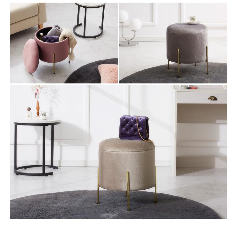 スツール 収納 おしゃれ 丸型 ベルベット ベロア くすみカラー 円形