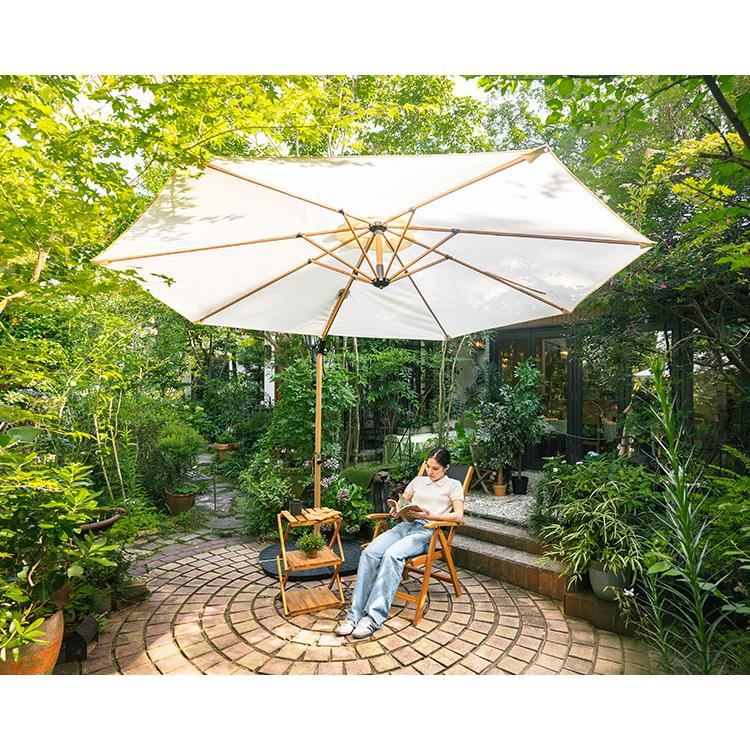 ハンギングパラソル ガーデンパラソル 300cm 単品 ナチュラル 木目調