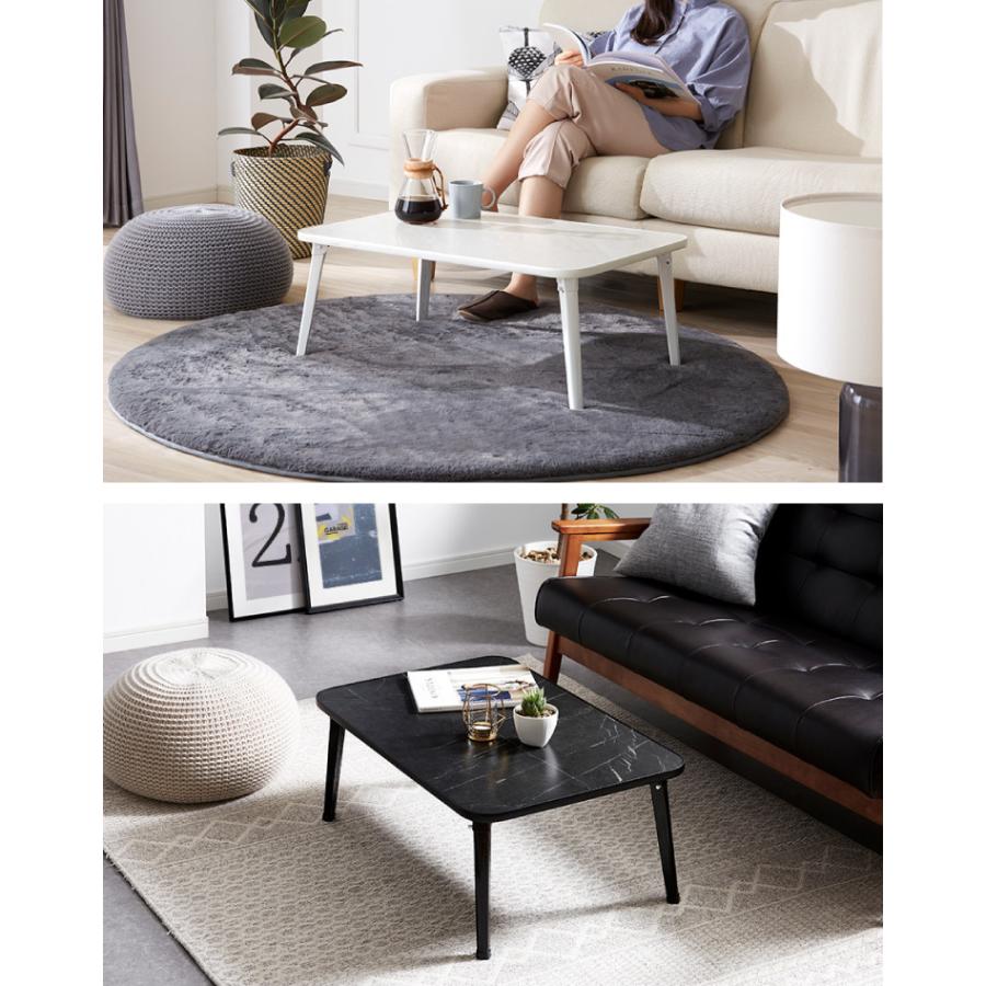 LOWYA ローテーブル大理石柄　Mサイズ　幅75 リビングテーブル ローテーブル 正方形 スチール 大理石柄