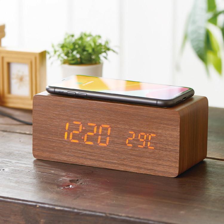 アイトック ワイヤレス充電機能付クロック 6180-23 インテリア 寝具
