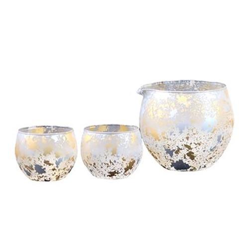 ウチキ 喜箔グラス 一合 酒器セット 金箔・銀箔を使った石川県・山中