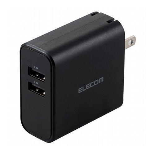 ELECOM エレコム スマートフォン・タブレット用AC充電器/4.8A出力/USB-Aメス2ポート/おまかせ充電搭載/ブラック MPA-ACU05BK 代引不可｜recommendo