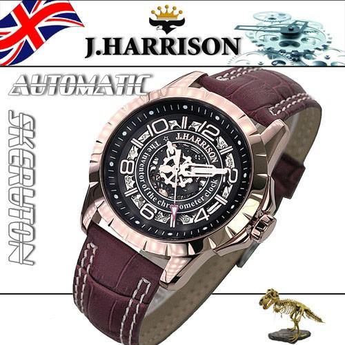 J.HARRISON 両面スケルトン自動巻&手巻紳士用腕時計 JH-038PB 