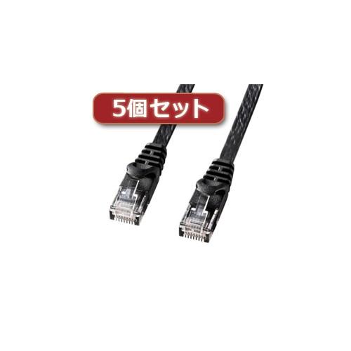 5個セット サンワサプライ カテゴリ6フラットLANケーブル LA-FL6-15BKX5 LA-FL6-15BKX5 パソコン サンワサプライ