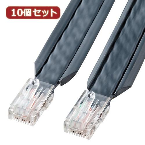 10個セット サンワサプライ アンダーカーペットLANケーブル グレー・3m KB-CP5-03X10 代引不可