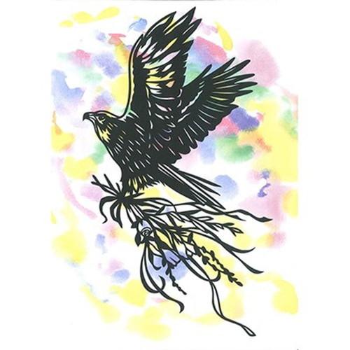 【ハンドメイド】切り絵 アート 孔雀&鷹　大きい　切り絵本体のみオーダー可能 5セット トラストプリンティング 切り絵キット 鷹/hawk-A4black-S