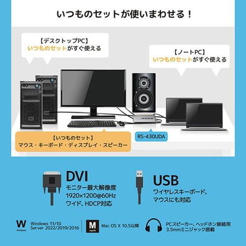 ラトックシステム DVIパソコン切替器 4台用 RS-430UDA 代引不可