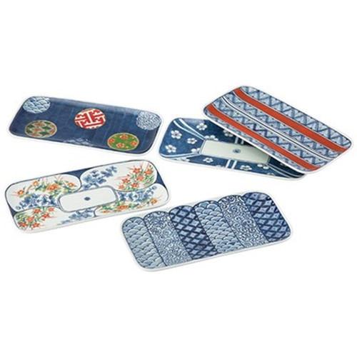 波佐見焼 染錦文様 長角皿5枚揃 K20885815 雑貨 代引不可 : リコメン堂