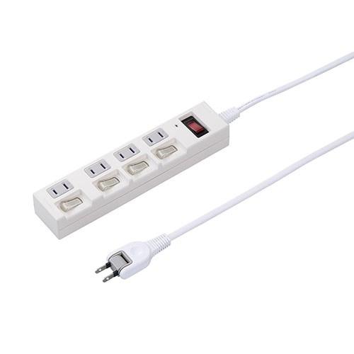 YAZAWA 個別集中スイッチ付節電タップ 4個口 各差込口の電源を個別にON