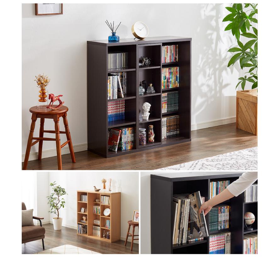 本棚 書棚 スライド式 幅90 シングル 奥深タイプ 奥行33 木製 コミック