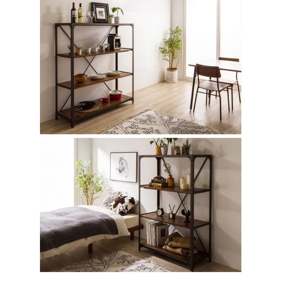 ビンテージラック 3段 幅90cm 木製 アイアンラック アンティーク調