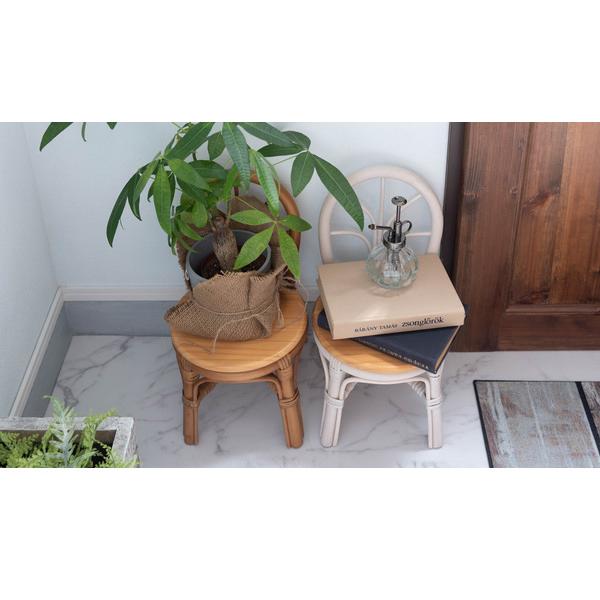 ミニチェア プランター チェア型 天然木 ラタン 花台 フラワースタンド