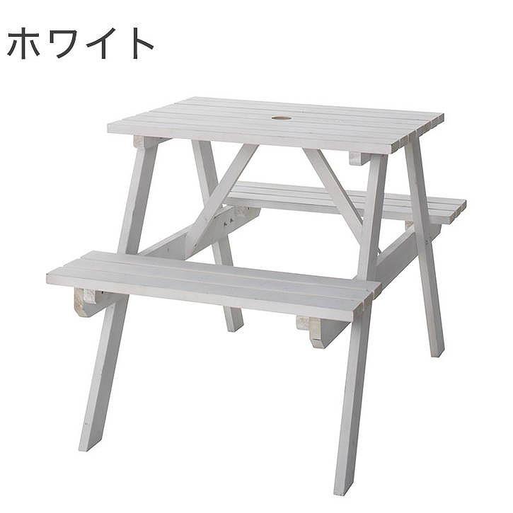 テーブル&ベンチ 幅75×奥行120×高さ75.5 座面高45 天然木 杉 水性ラッカー塗装 ライトブラウン ホワイト 代引不可_2
