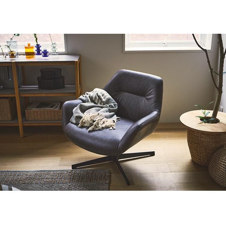 ラウンジチェア PC-185 東谷 パーソナルチェア 回転式 混色生地