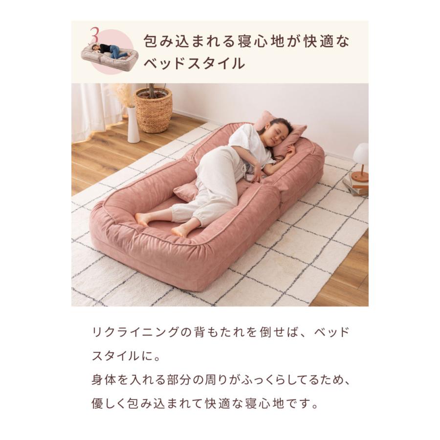 くすみカラー ソファベッド ソファ 奥行165cm クッション付属 くすみカラー ソファベッド ソファ 奥行165cm クッション付属