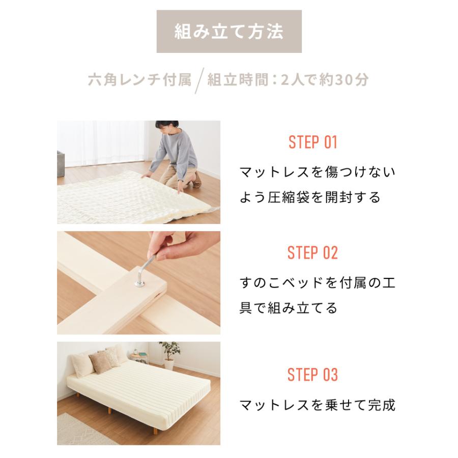 脚付きマットレス セミダブル ベッド ボンネルコイル 圧縮梱包 